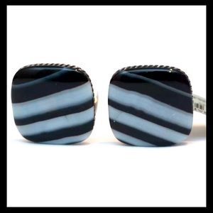 David Yurman Banded Agate Streamline Cufflinks